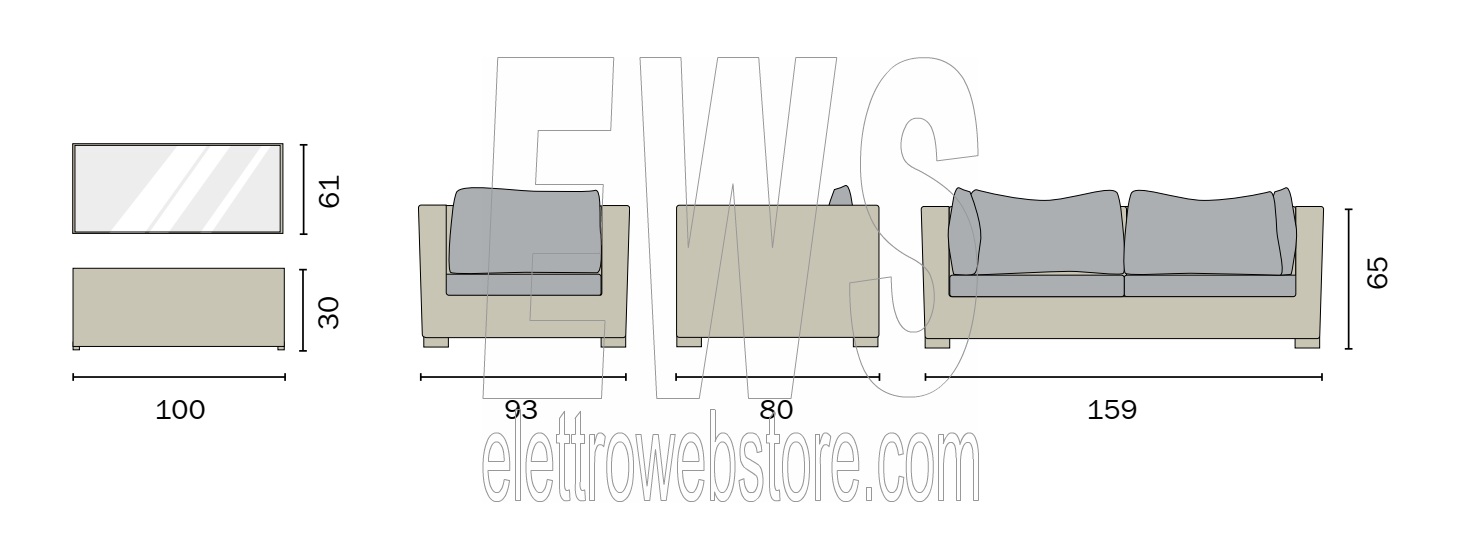 Set Trinidad Tavolo 2 Poltrone E Divano Set62 Elettrowebstore