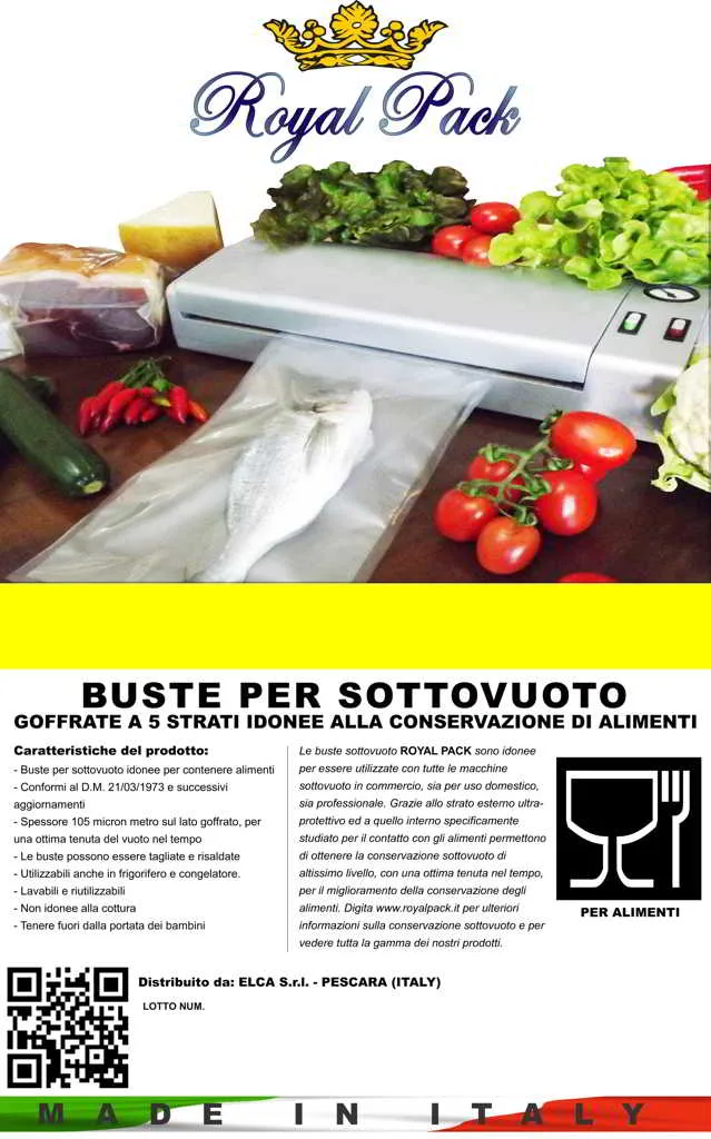 Buste sottovuoto lisce per macchine professionali a campana - Royal Pack  buste e rotoli sottovuoto conservazione alimenti