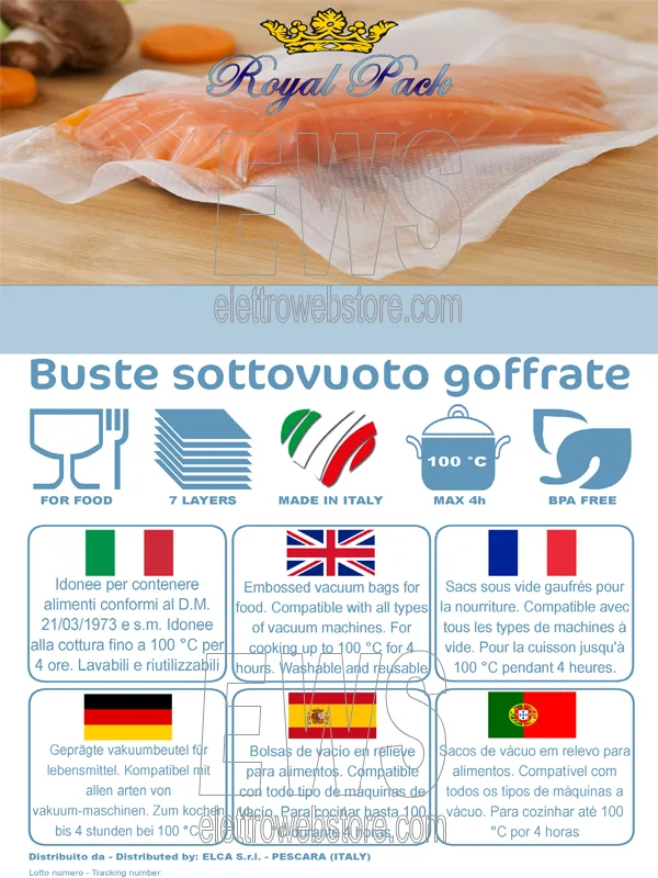 100 BUSTE SOTTOVUOTO GOFFRATE PER ALIMENTI 15x25/20x30/25x35/30x40 105  MICRON - Shopping.com