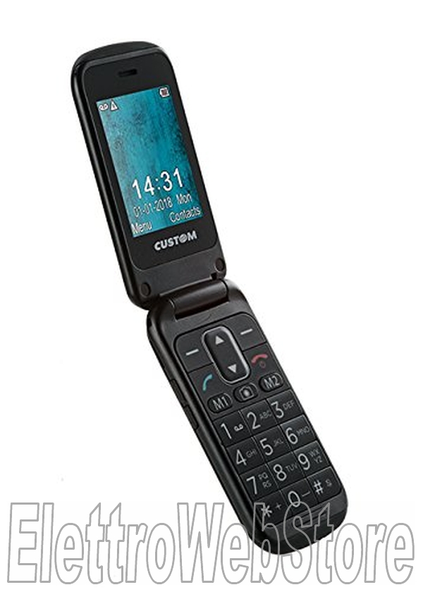 FLIP 8 telefono cellulare GSM tasti grandi a conchiglia con tasto SOS nero  - ElettroWebStore