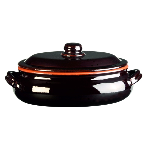 Vulcania humidificateur ovale vitré de couleur terre avec couvercle B1UO2