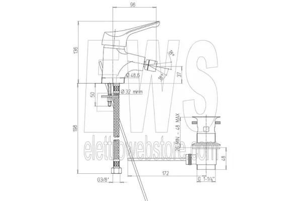 Miscelatore per bidet cromato Paini Pilot 04CR306P1