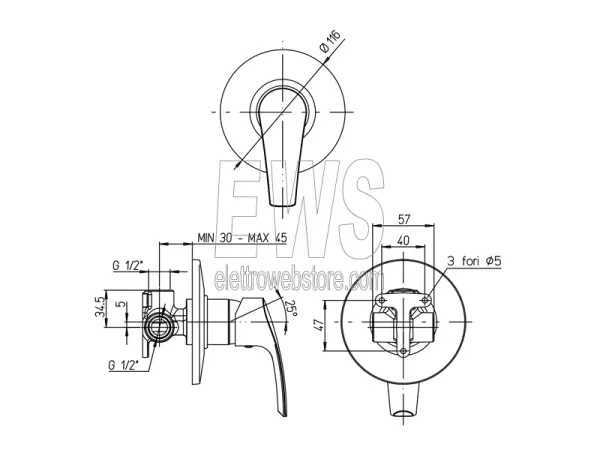 Paini Atomix miscelatore incasso doccia cromato D1CR690