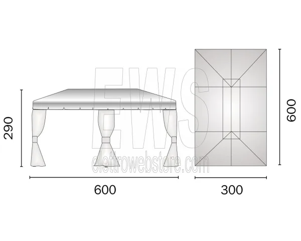 Gazebo 6x3 metri poliestere telaio alluminio GAZ063