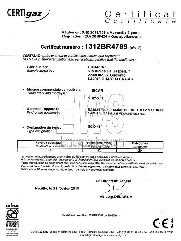 Estufa Sicar metano ECO45 azul llama gris 4100 vatios