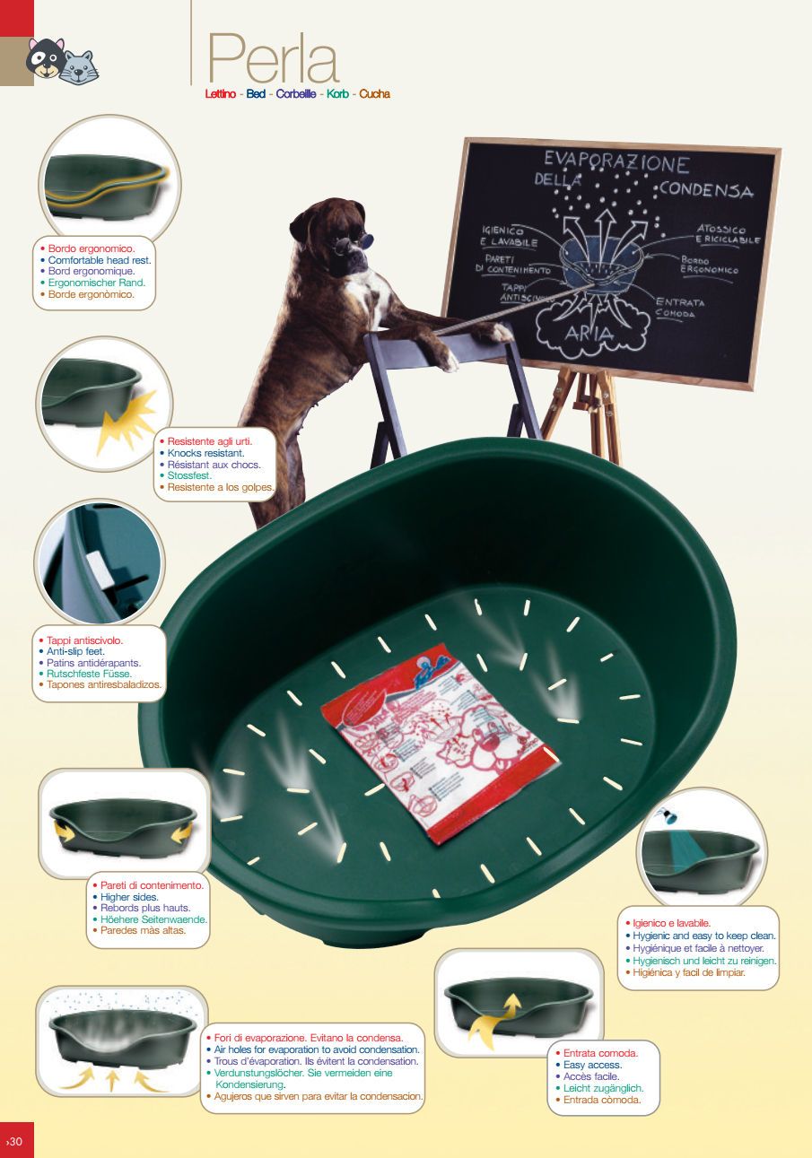 Marchioro Perla lit en plastique pour animaux de compagnie avec coussin