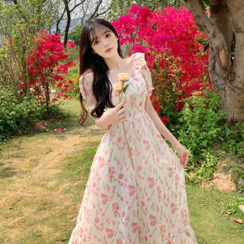 Tulip printed midi dress