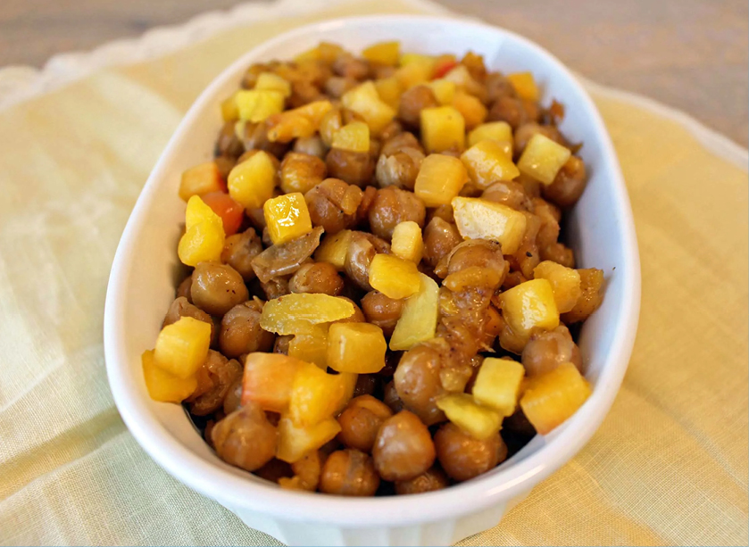 Candied Chickpeas with Peaches