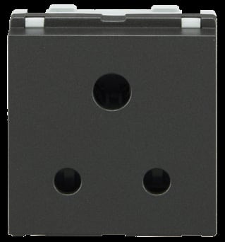 Socket 6A 3 Pin with ISI 2M - Charcoal Grey