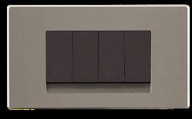 3 Module Cover Plate with Grid Frame - Satin Chrome