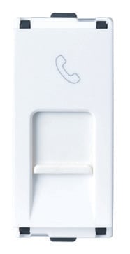 RJ 11 Socket with Shutter 1M - Snow White