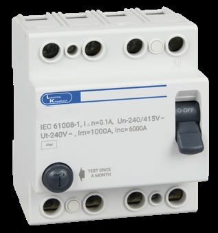 Residual Current Circuit Breaker 63A 100mA Four Pole