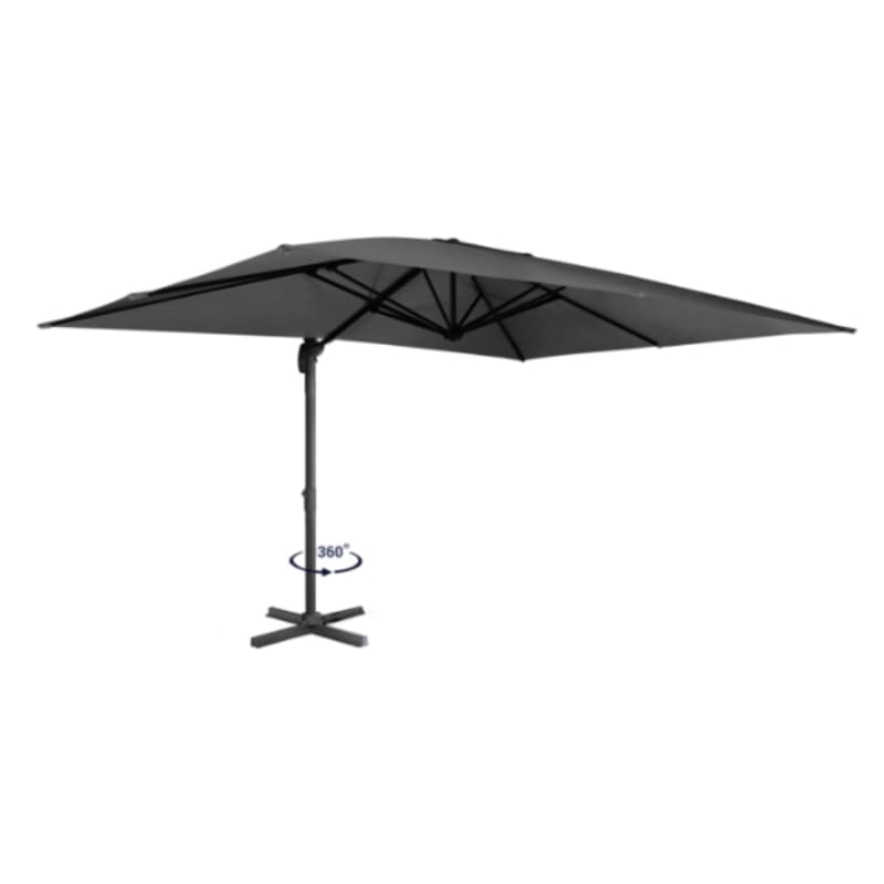 Parasol déporté inclinable rotatif 360 CALVI gris 3×4 M avec housse