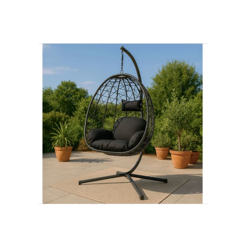 Fauteuil suspendu effet rotin noir CUZCO - Image 2