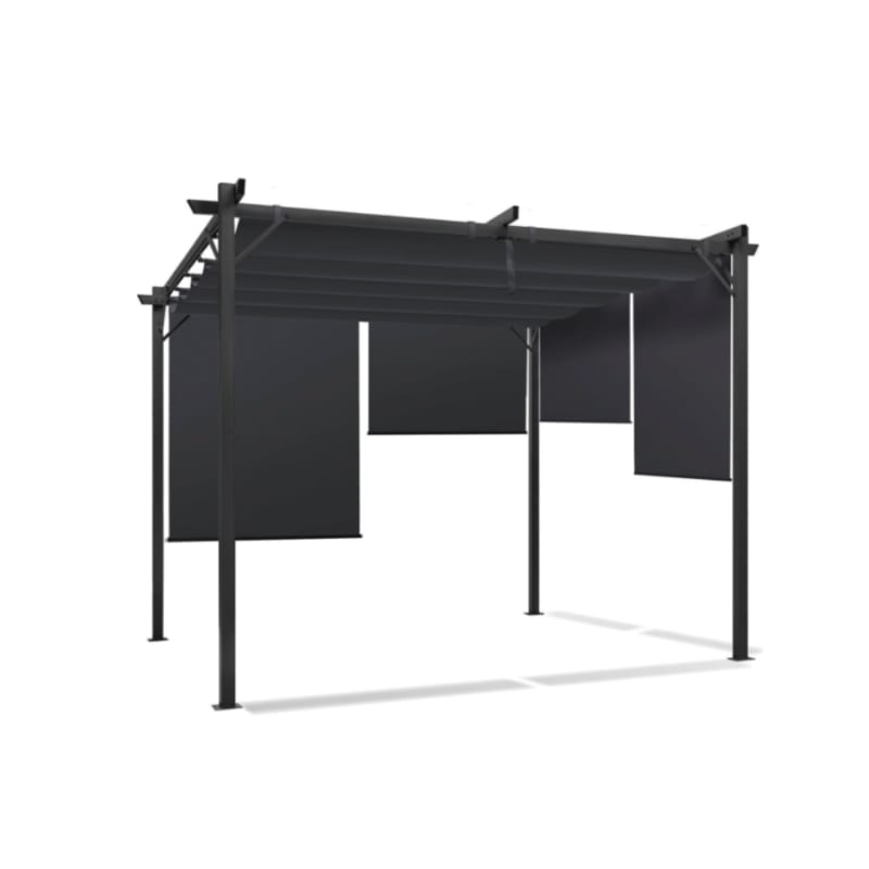 Pergola édition spéciale toit rétractable 3×3 M et 4 stores gris anthracite - Image 2