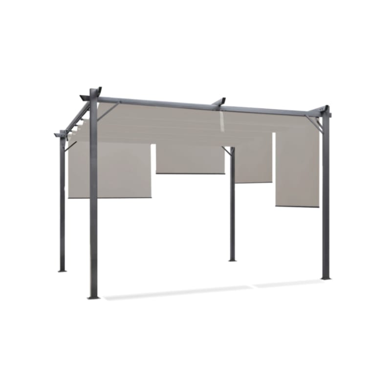 Pergola édition spéciale toit rétractable 3×4 M et 4 stores taupe - Image 2