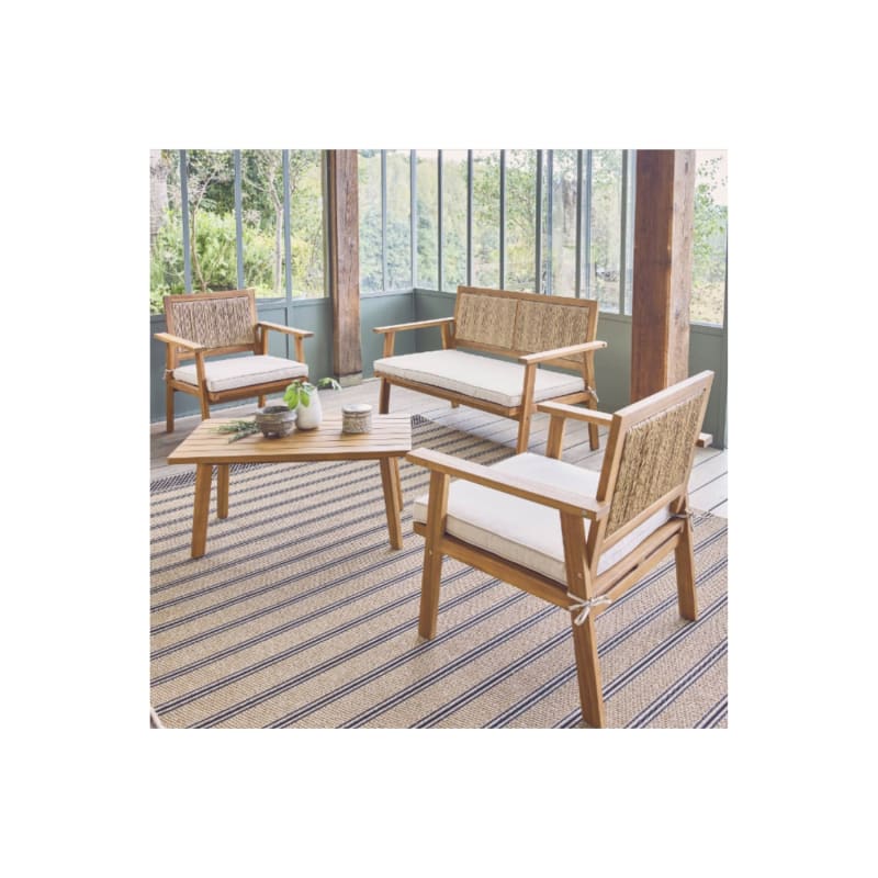 Salon de jardin bois et cannage vertical BOHEMIA 4 places - Image 2