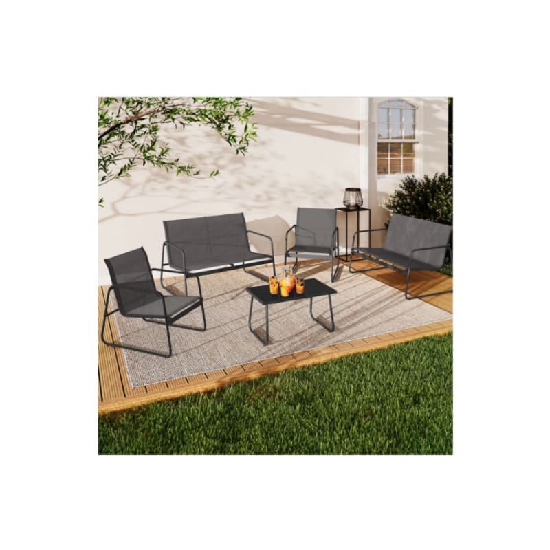 Salon de jardin bas MALAGA 6 places avec canapés, fauteuils et table gris anthracite - Image 2