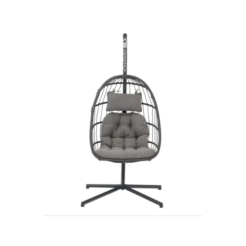 Fauteuil de jardin suspendu en forme d’œuf en acier coloris gris anthracite - Image 2