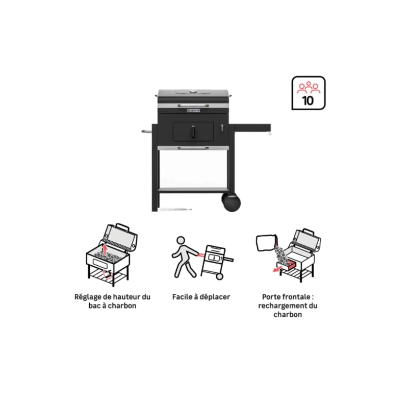 Barbecue charbon Centaurus Beta II 90x70cm NATERIAL - Image 2