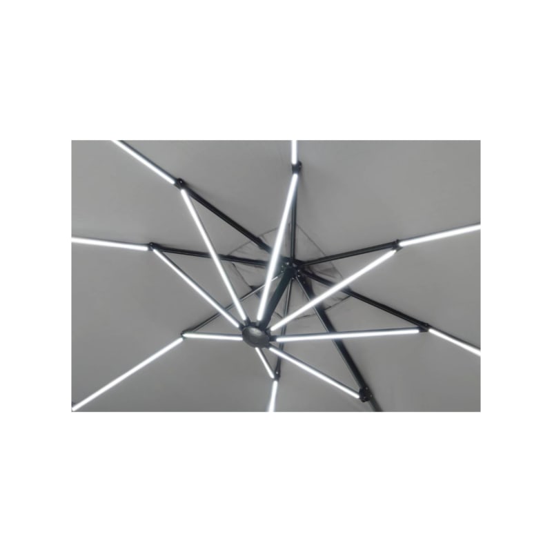 Parasol jardin déporté LED Alu « Sun 4 Luxe » – Rectangle – 3 x 4 m – Gris – Dalles à lester incluses - Image 3