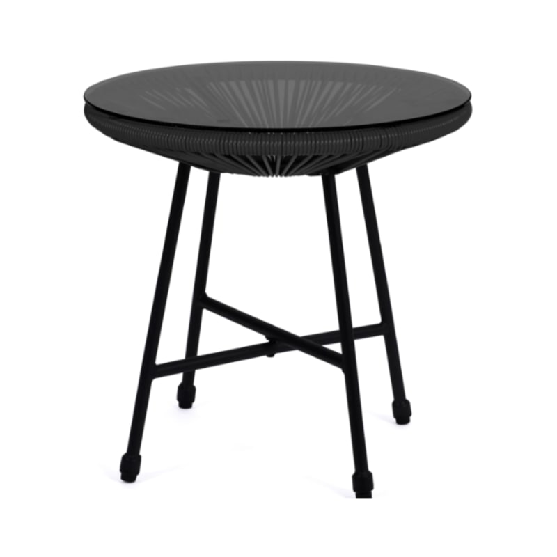 Salon de jardin IZMIR table et 2 fauteuils oeuf cordage noir - Image 3