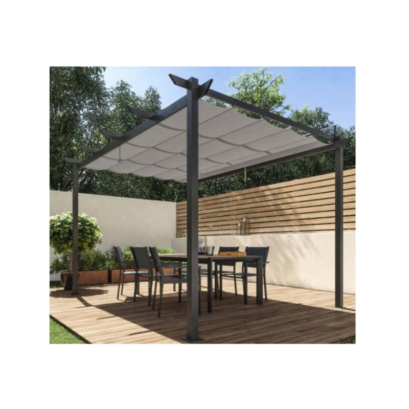 Pergola autoportante Omega, aluminium gris anthracite 2.85X4 m - Image 3