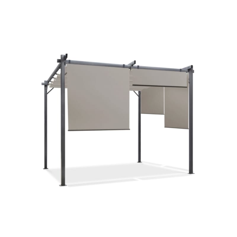 Pergola édition spéciale toit rétractable 3×4 M et 4 stores taupe - Image 3
