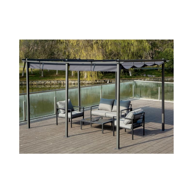 Pergola en métal avec toit rétractable – 3 x 6 m – Anthracite - Image 3