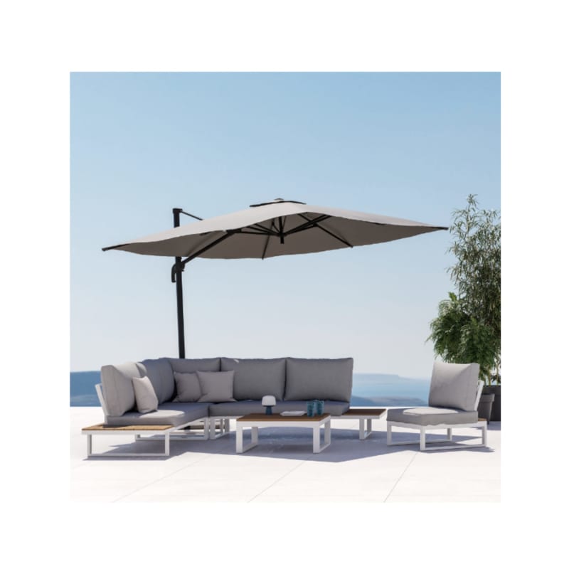 Parasol déporté NATERIAL Aura taupe carré, L.286 x l.286 cm - Image 3