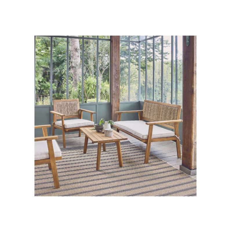 Salon de jardin bois et cannage vertical BOHEMIA 4 places - Image 3