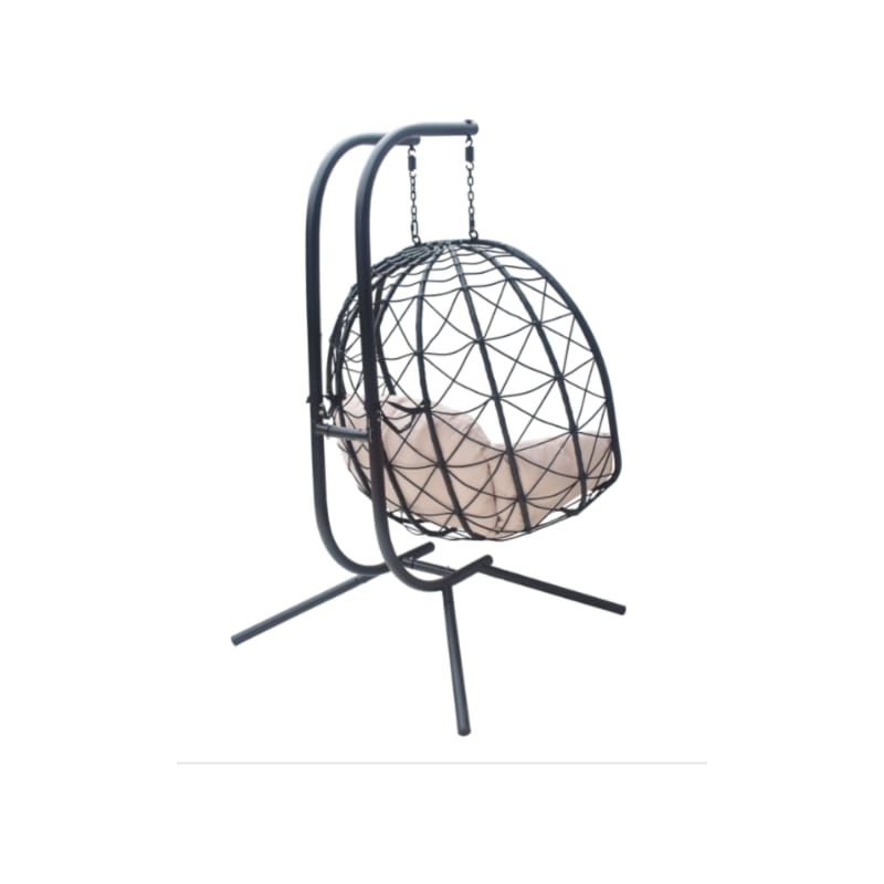 Fauteuil de jardin suspendu pliable en acier coloris noir – 2 places - Image 3