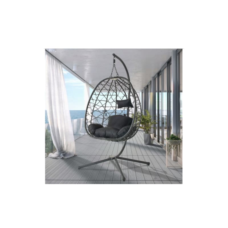 Fauteuil suspendu effet rotin noir CUZCO - Image 3