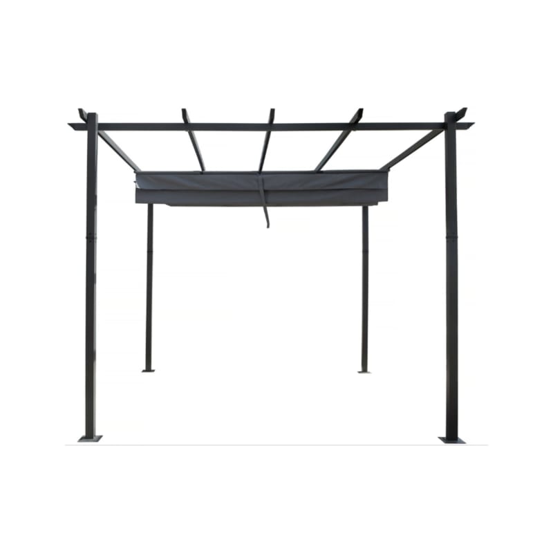 Pergola en aluminium avec toit rétractable – 3 x 3 m – Gris - Image 3