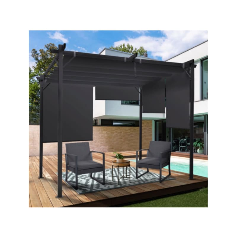 Pergola édition spéciale toit rétractable 3×3 M et 4 stores gris anthracite - Image 4