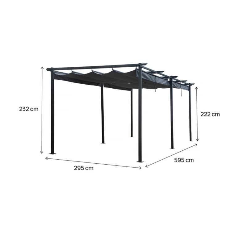 Pergola en métal avec toit rétractable – 3 x 6 m – Anthracite - Image 4
