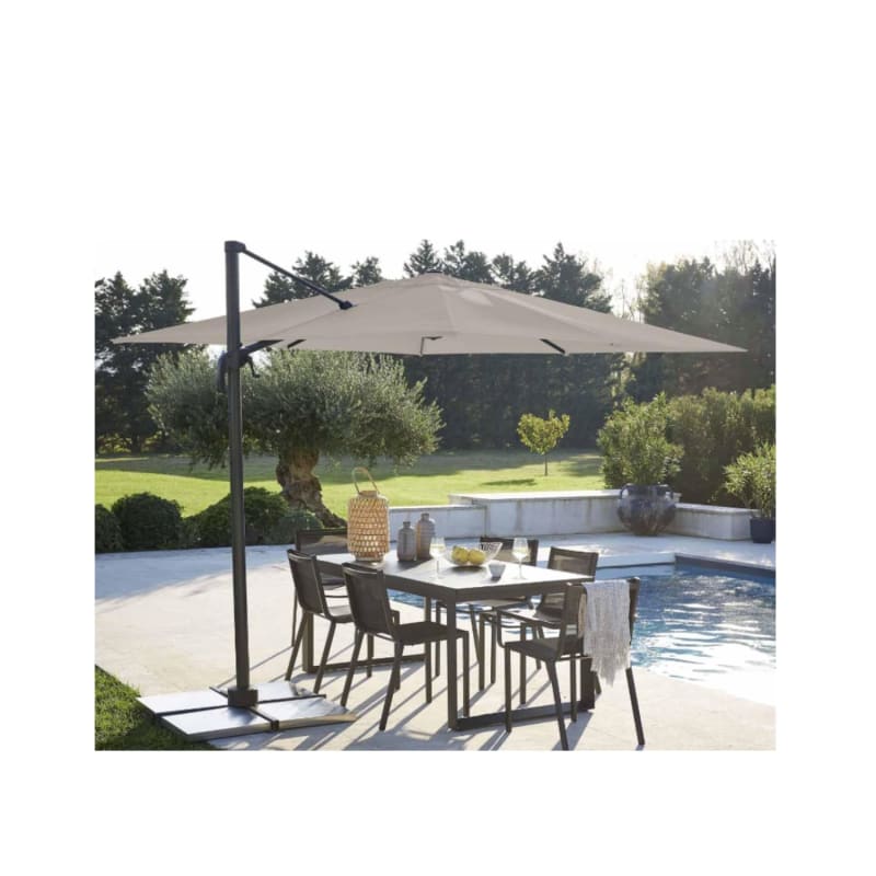 Parasol déporté NATERIAL Aura taupe carré, L.286 x l.286 cm - Image 4