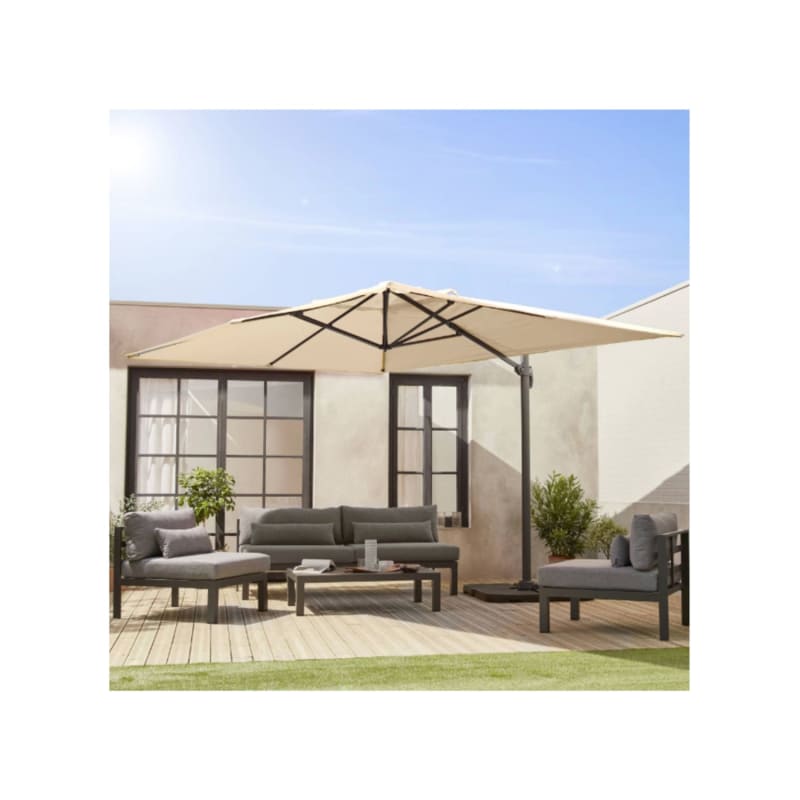 Parasol déporté rectangulaire beige 3x4m + dalles à lester 50x50cm WIMEREUX + DALLES 50X50CM - Image 4