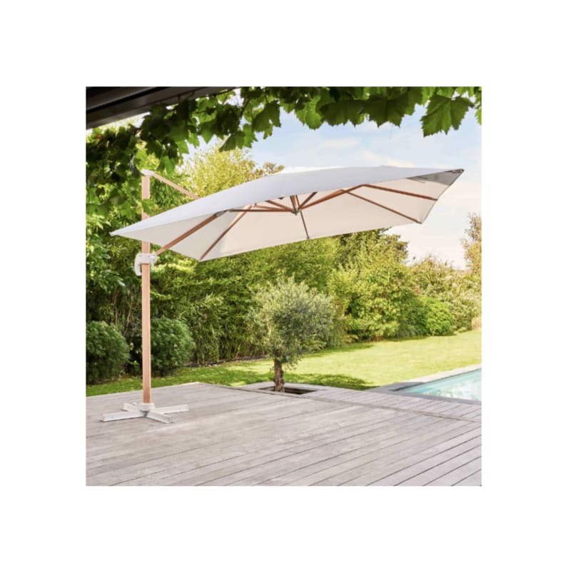 Parasol déporté carré 3x3m effet bois écru - Image 4