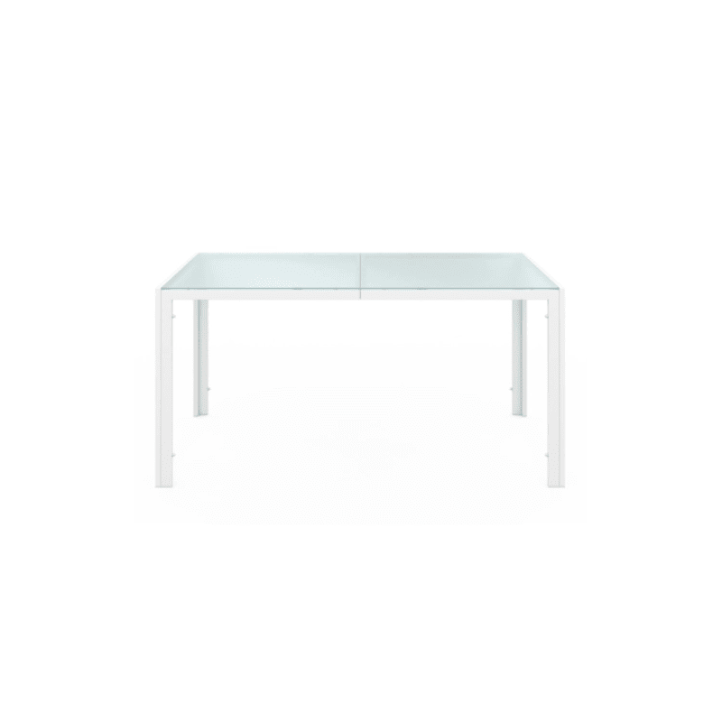 Salon de jardin MADRID table 150 CM et 6 chaises empilables blanc et beige - Image 4