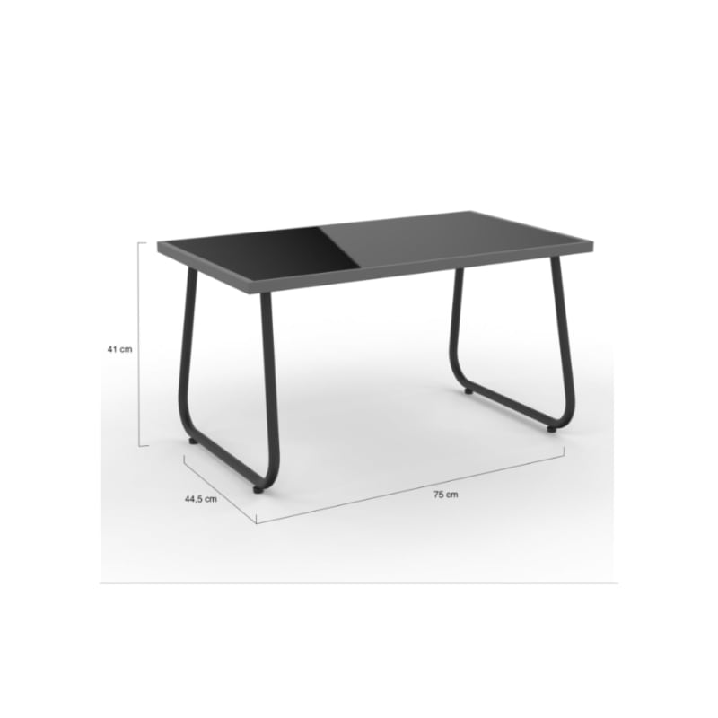 Salon de jardin bas MALAGA 6 places avec canapé, fauteuils et table bleu canard - Image 4