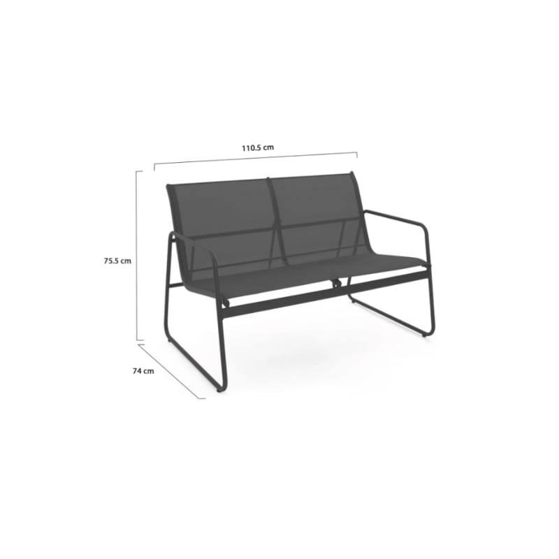 Salon de jardin bas MALAGA 6 places avec canapés, fauteuils et table gris anthracite - Image 4