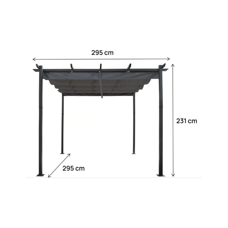 Pergola en aluminium avec toit rétractable – 3 x 3 m – Gris - Image 4