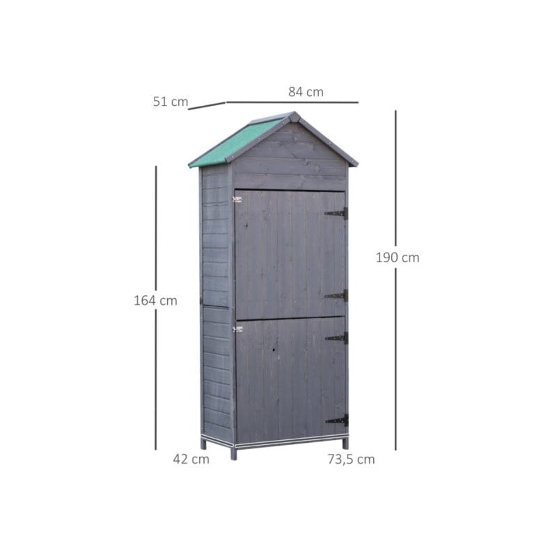 Abri de Jardin en Pin Massif Gris – 1,19 m² – Armoire de Rangement Robuste - Image 3