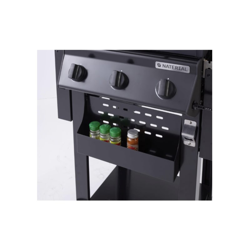 Barbecue au gaz – 114 x 55 x 114 cm – NATERIAL Alton, 3 brûleurs, noir - Image 3