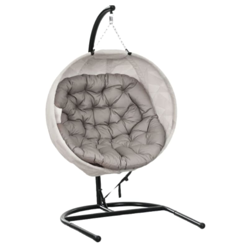 Fauteuil Suspendu Ovale Pliable pour Extérieur, Hamac avec Porte-Gobelet, beige