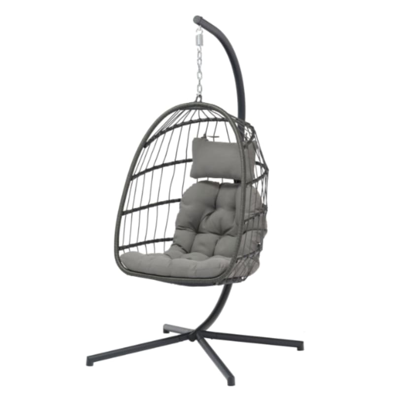 Fauteuil de jardin suspendu en forme d’œuf en acier coloris gris anthracite