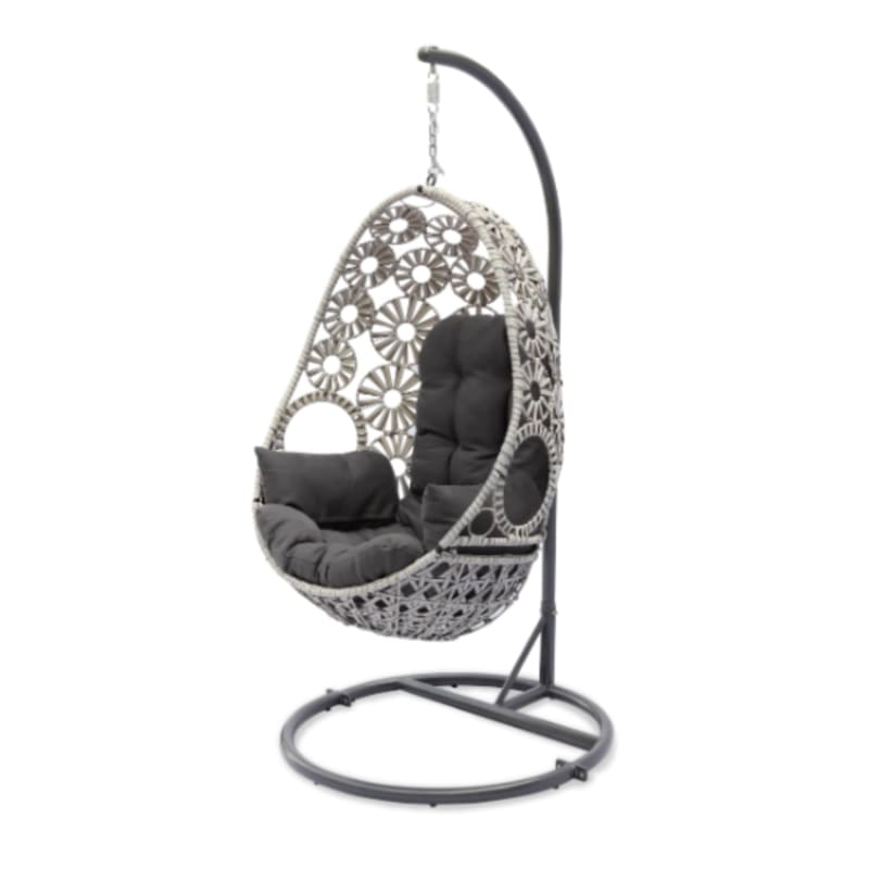 Balancelle suspendue de jardin Samoa en résine tressée écru – DCB GARDEN