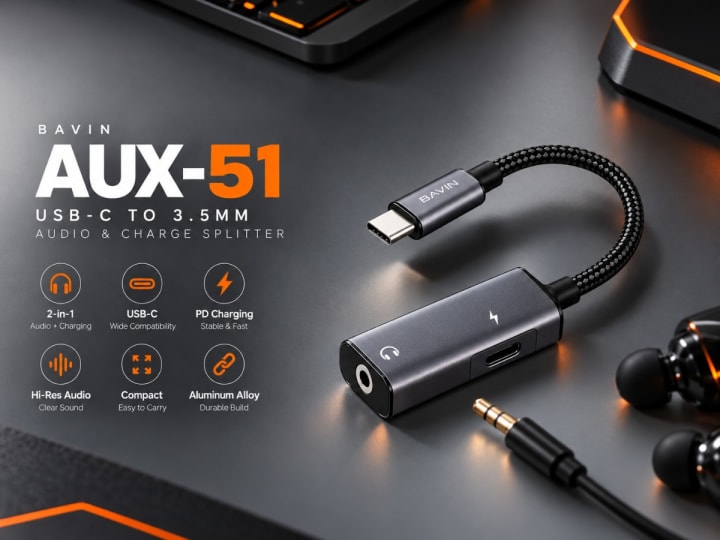 BAVIN AUX51 type-C Splitter