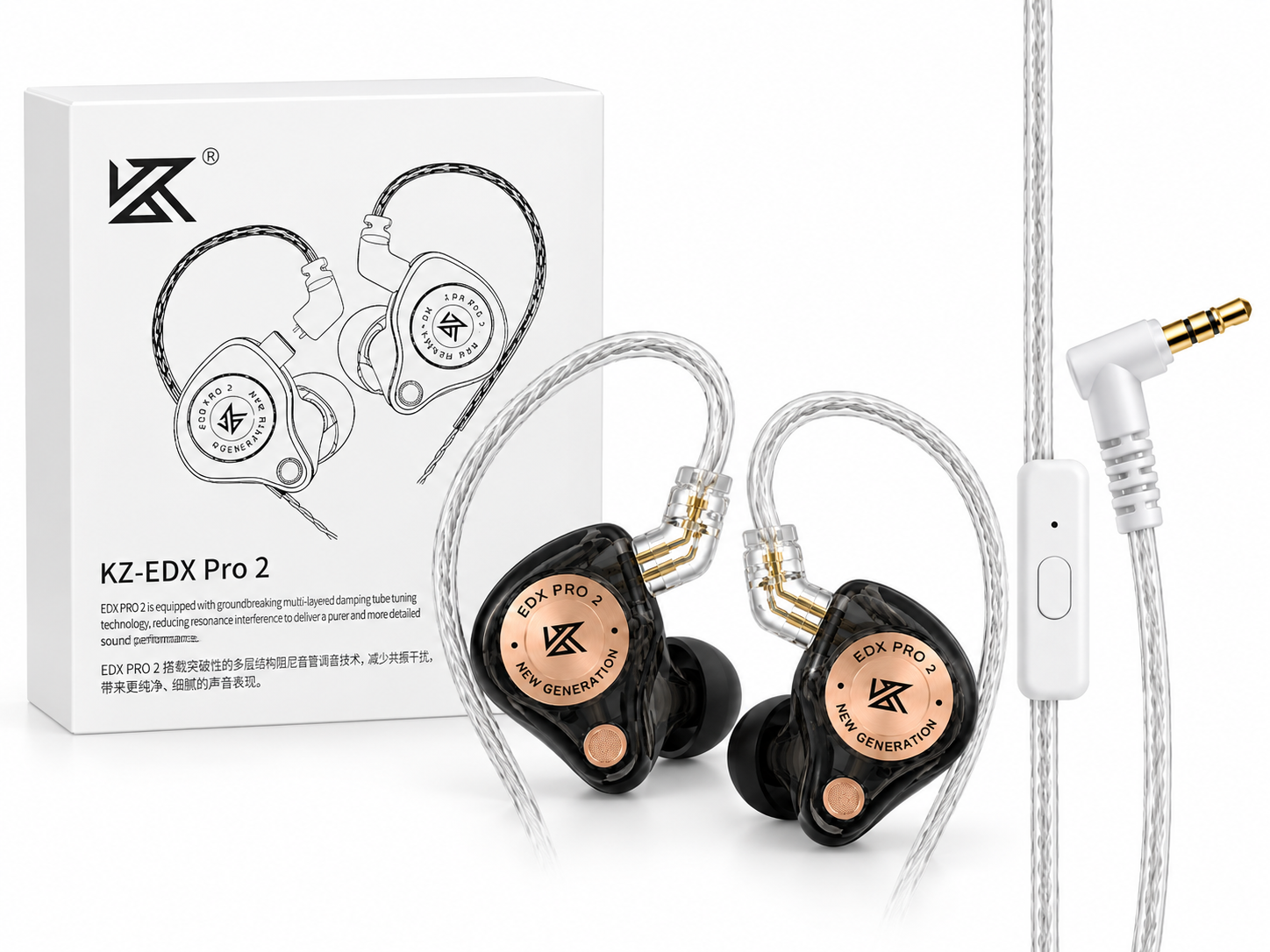 KZ EDX Pro 2 wired in-ear monitors and retail box